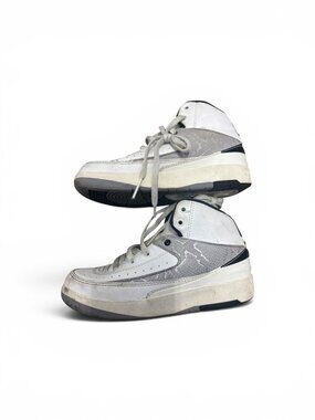 Nike Air Jordan 2 Retro TD 'Wings' White Grey Lizard Leather Sneakers Size 12